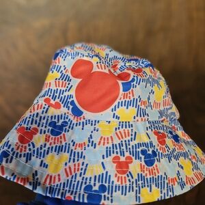 Disney Kids Bucket Hat with Red, Blue, Yellow Mickey Pattern